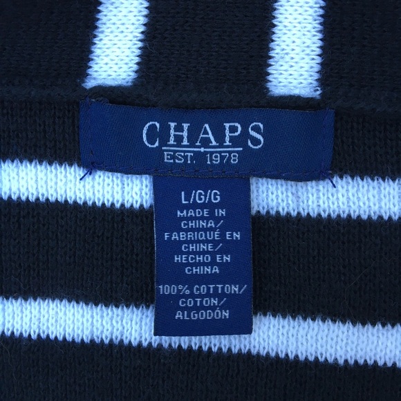 Chaps Black & White Stripe Button Up Cardigan - Picture 3 of 6